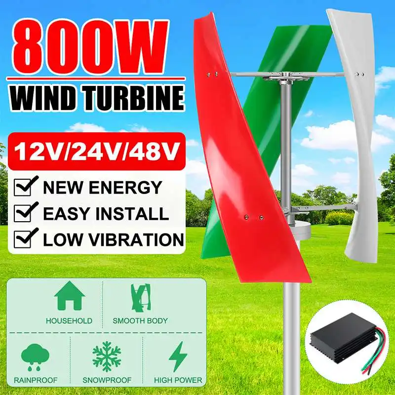 

Energy Windmill 400W 600W 800W 12V 24V 48V Lantern Vertical Axis Permanent Maglev Wind Turbine Generator With MPPT Controller