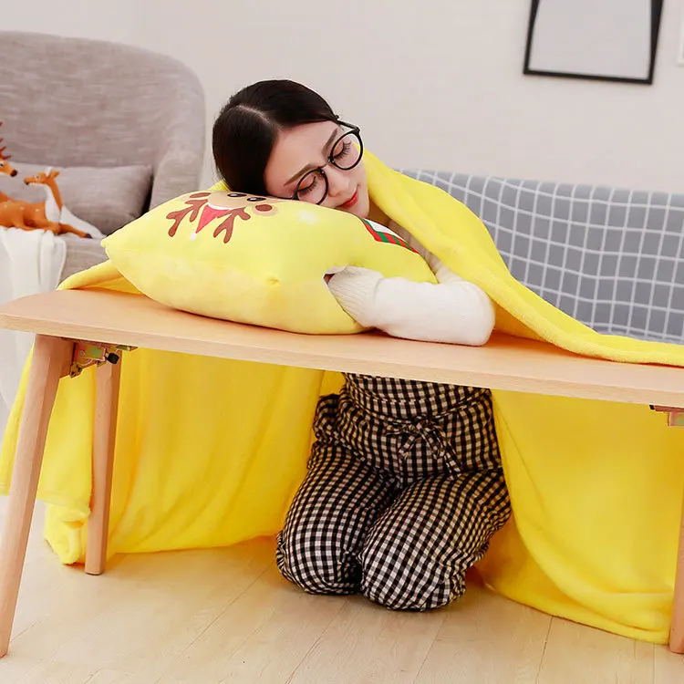 

2 шт. Мультяшные подушки и одеяло, портативная грелка для рук, подушка для сна для взрослых и офиса, подушки с мягким одеялом, детский подарок ...