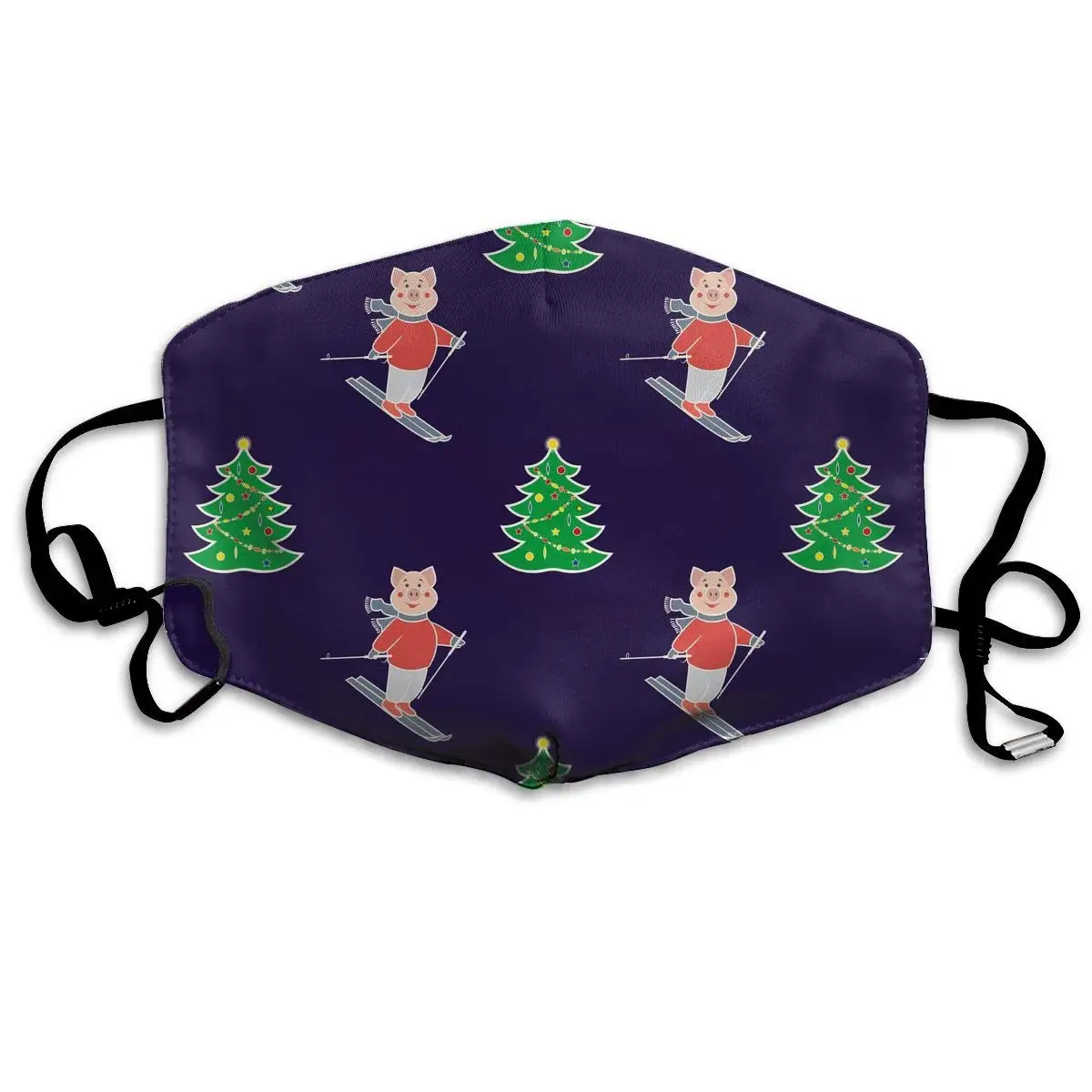 

Cute Christmas Pig Ski Washable Reusable Mask, Cotton Anti Dust Half Face Mouth Mask For Kids Teens Men Women With Adjustable