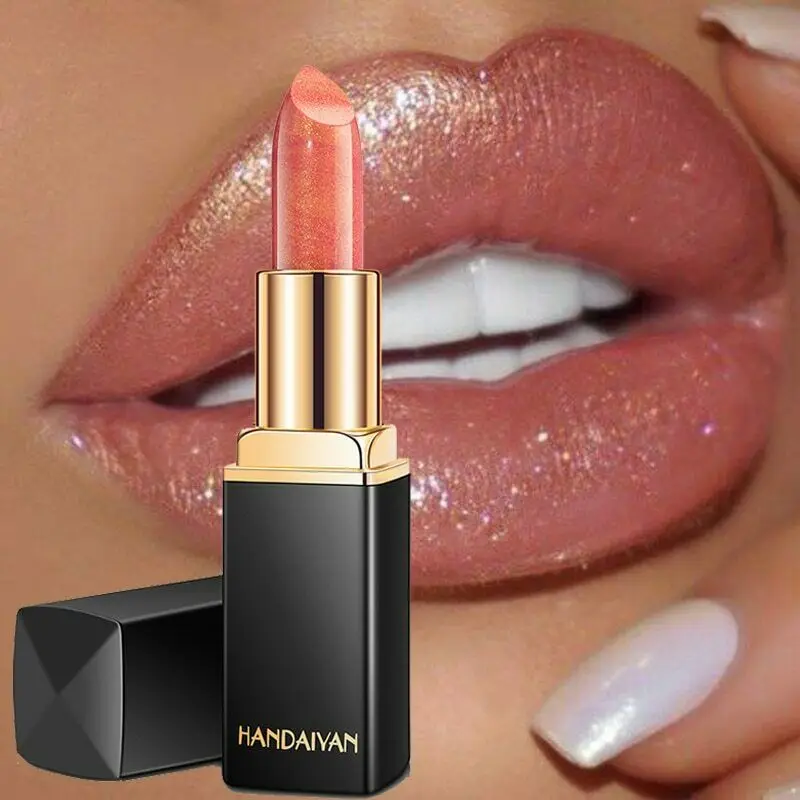 

Handaiyan Waterproof Nude Glitter Lipstick Makeup Long Lasting Velve Red Mermaid Sexy Shimmer Lip Stick Cosmetics Beauty