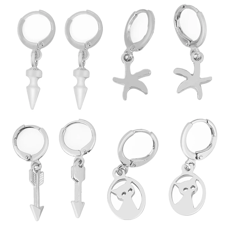 

Fashion Mini Huggie Hoop Earrings Small Hoop Earrings Hip-Hop Girls Geometric Shell Star Dangle Charms Women Accessory Jewelry