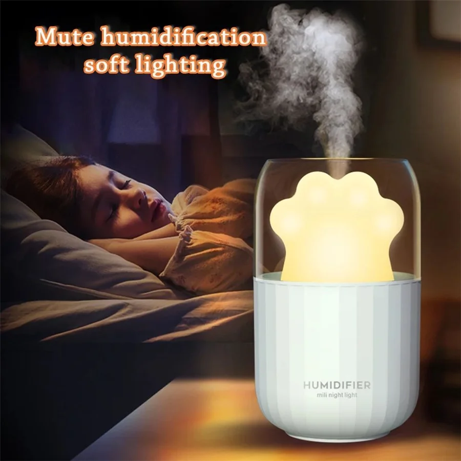 

Creative Multi-function Cat Claw Night Lights Mini USB Home Desktop Nano Silent Air Humidifier Bedroom Bedside Table Lamp Decor
