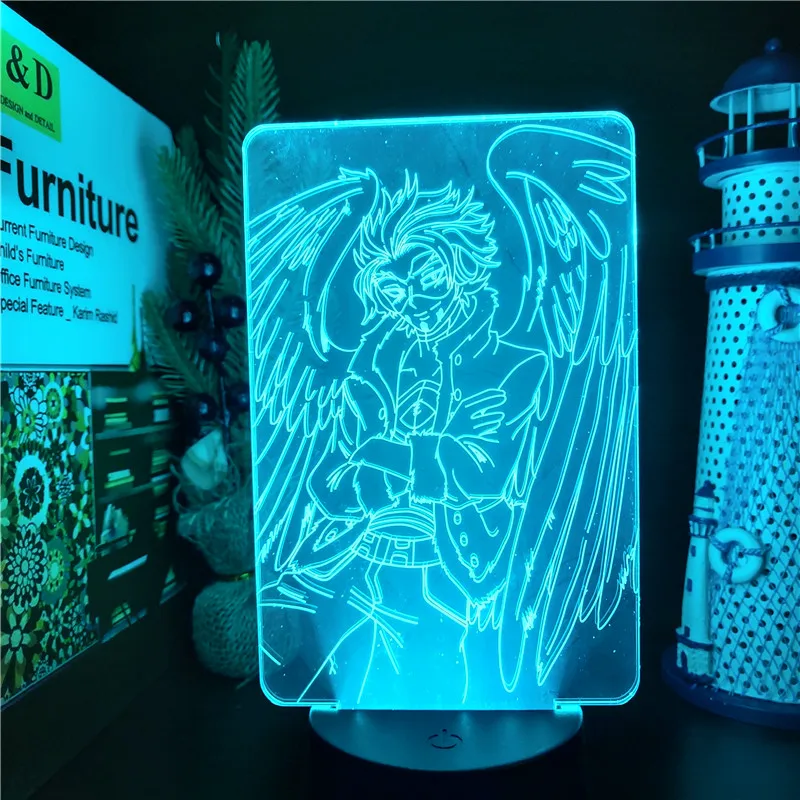 

MY HERO ACADEMIA Hawks 3D Led Nightlight Boku no Hero Academia Anime Light 7 Color Changing Table Lamp For Girl Birthday Gift