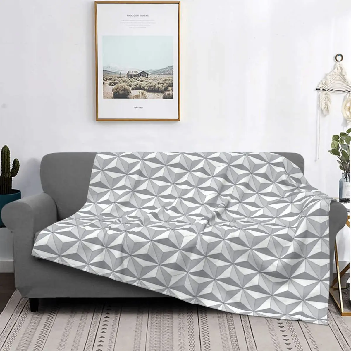 

Geodesic Sphere Greyscale - Dark Blanket Bedspread Bed Plaid Comforter Sofa Blankets Hooded Blanket Children'S Cover