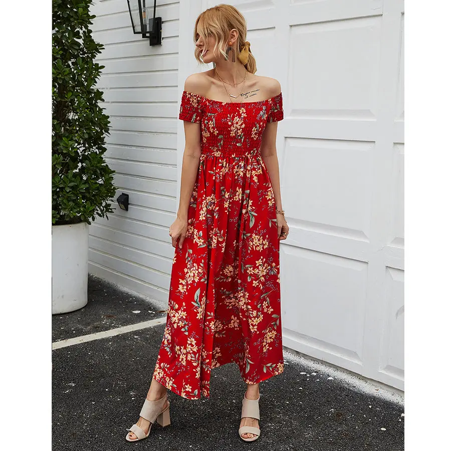 Женское платье с открытыми плечами и принтом летние богемные пляжные платья в
