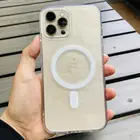 RYWER качественный прозрачный Магнитный чехол для IPhone 11 12 Pro Max SE Magsafe Magsafing Беспроводная зарядка Прозрачный чехол для IPhone 13