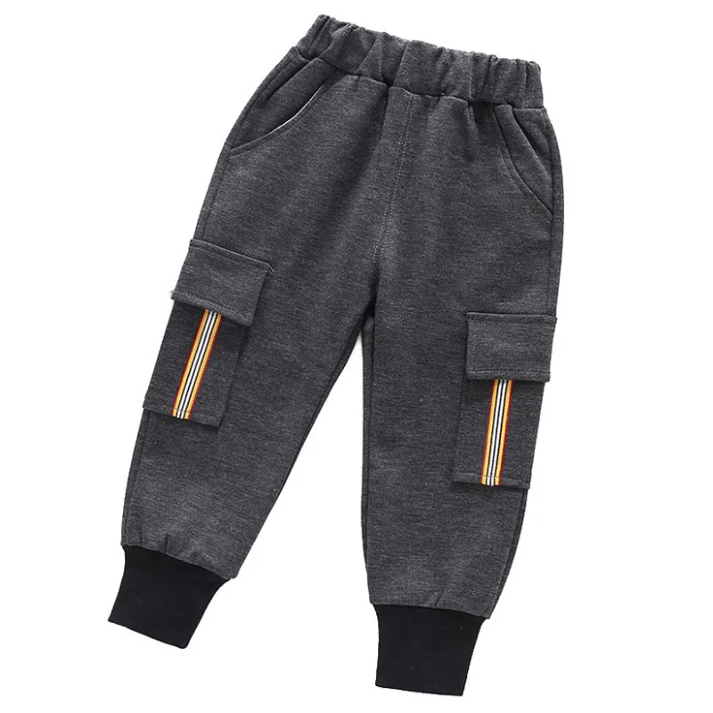 

LucaLucky 2021 Gray Black Cargo Pants For Baby Boys Sport Trousers Clothing Kids Spring Cotton Pant Children Bottoms Age 2-9Year