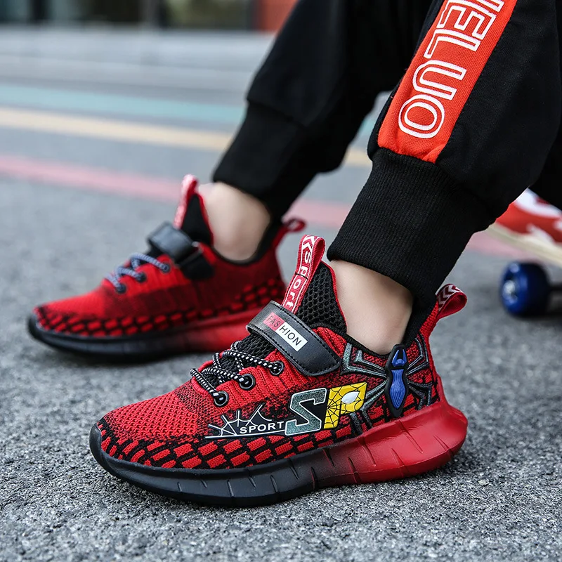 Новый костюм Человек паук для детей беговые кроссовки мальчиков легкие дышащие