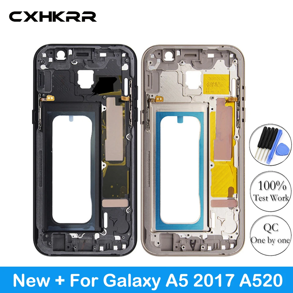 

For Samsung Galaxy A5 2017 A7 2017 A520 A720 Middle Chassis Mid Housing Frame Bezel Cover with Power On off Side Button