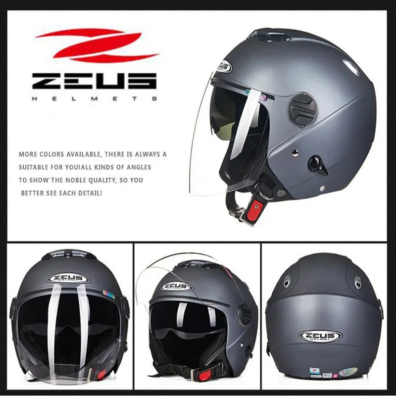 2019 Новинка ZEUS 3/4 лицевые мотоциклетные шлемы ZS-202FB ABS защитные двойные линзы