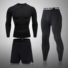 Мужская спортивная одежда, компрессионные костюмы, комплект одежды для тренировок, бега, спорта, термобелье для бега, тренировок, тренажерного зала