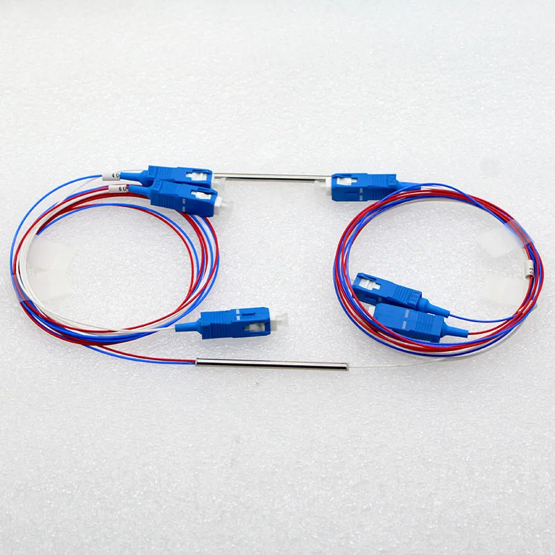 20pcs New 0.9mm Single Mode Mini Optic Fiber Splitter 1x2 SC/UPC 40:60 Fiber Optic Splitter Special Wholesale Free Shipping