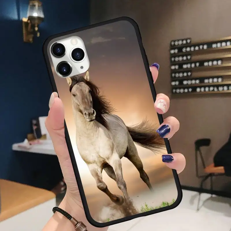 

horse run animal Phone Case for iPhone 11 12 pro XS MAX 8 7 6 6S Plus X 5S SE 2020 XR Soft silicone