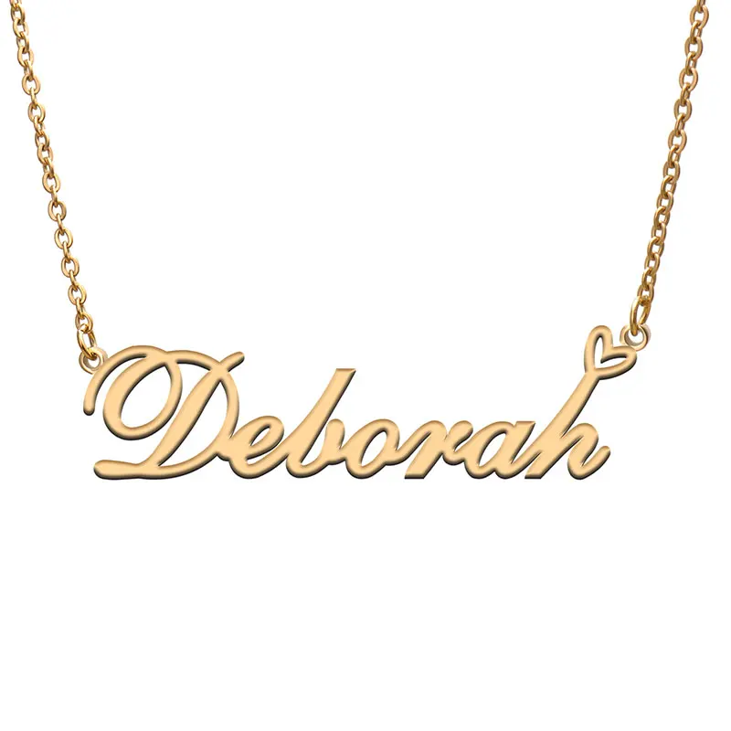 

Love Heart Deborah Name Necklace for Women Stainless Steel Gold & Silver Nameplate Pendant Femme Mother Child Girls Gift