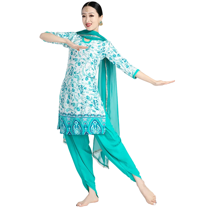 

Indian Traditional Clothing Saree 3 Piece Suit Oriental Dance Practice Dress Bollywood Dance Stage Performance Costumes 2021