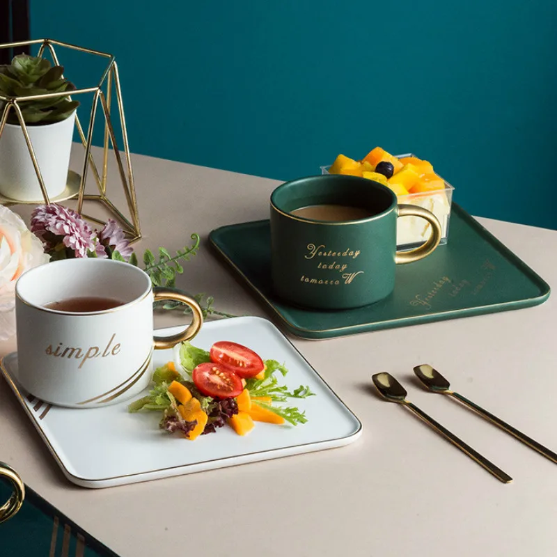 Европейский керамический набор кофейных чашек с крышкой ложка фарфоровая Ручная