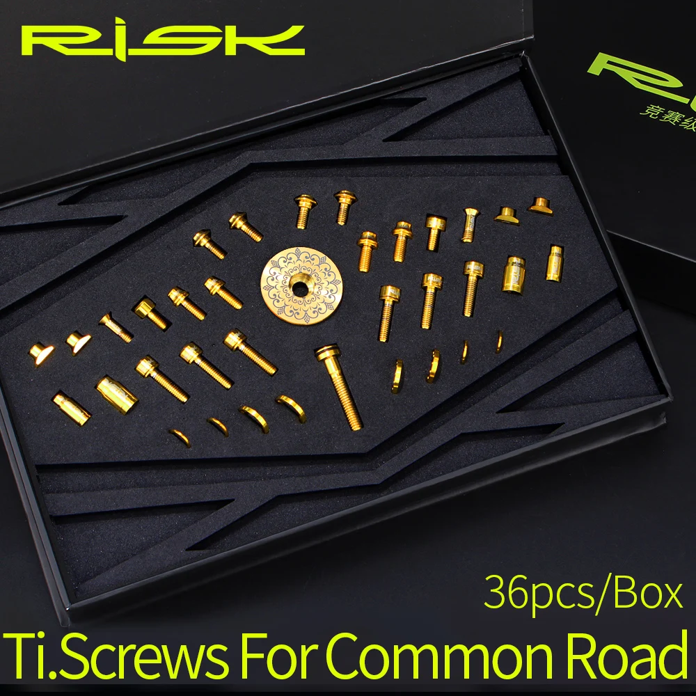 RISK 36pcs Common MTB Road Bike Screw Kit Titanium Alloy Fixing Bolts Stem Cap Exquisite Packaging Ultralight Bike Accessories