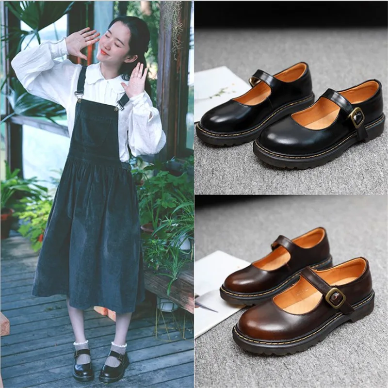 Туфли женские ручной работы натуральная кожа британская литература Ретро стиль