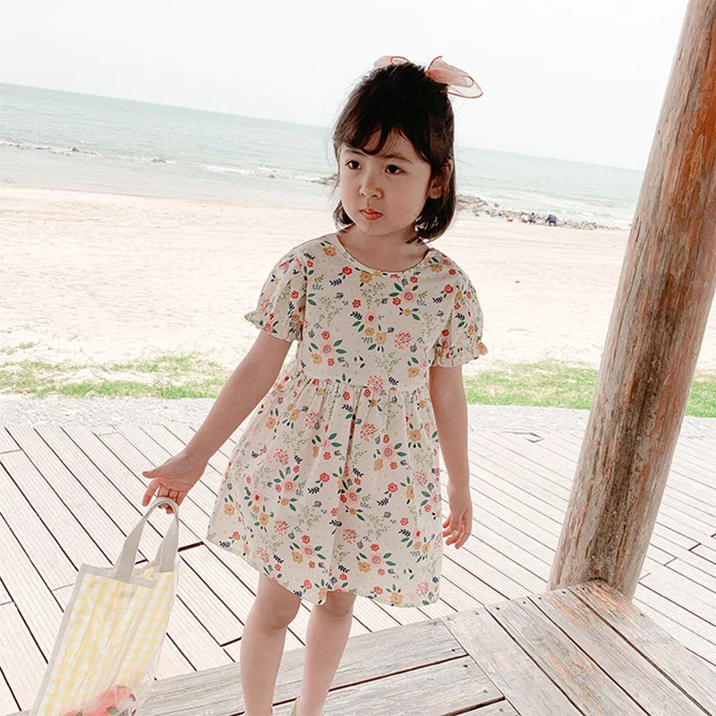 Платье для девочек Лето 2020 Детское платье с цветочным принтом принцессы