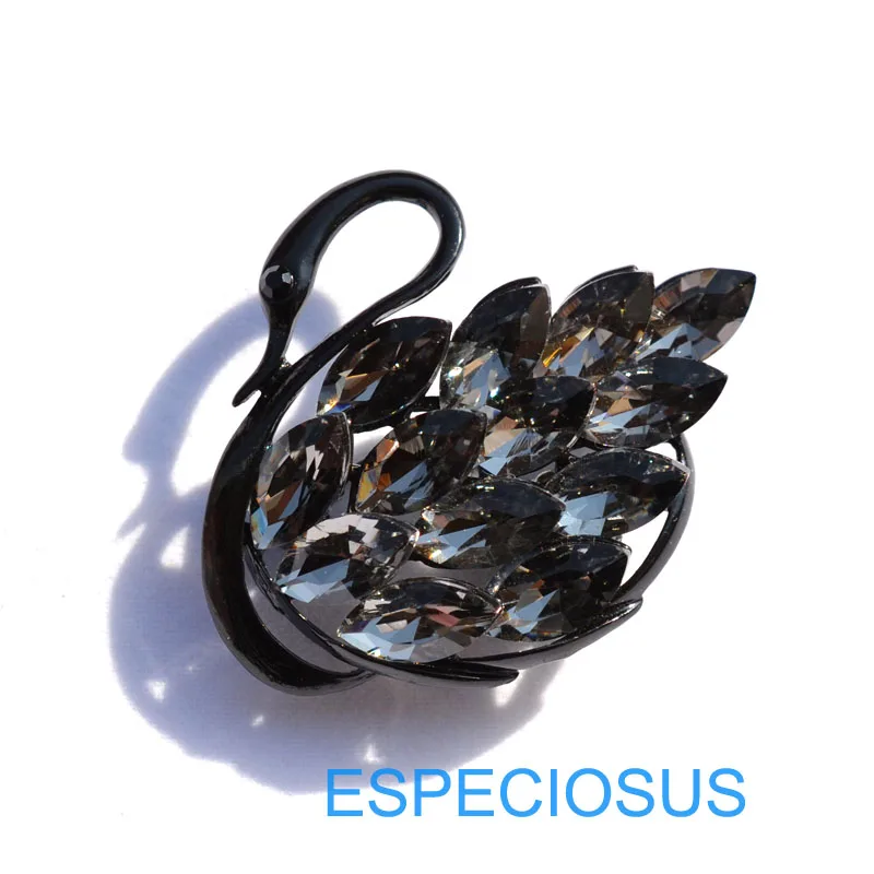 Модные ювелирные изделия стразы черный цвет окрашенный лебедь брошь для женщин