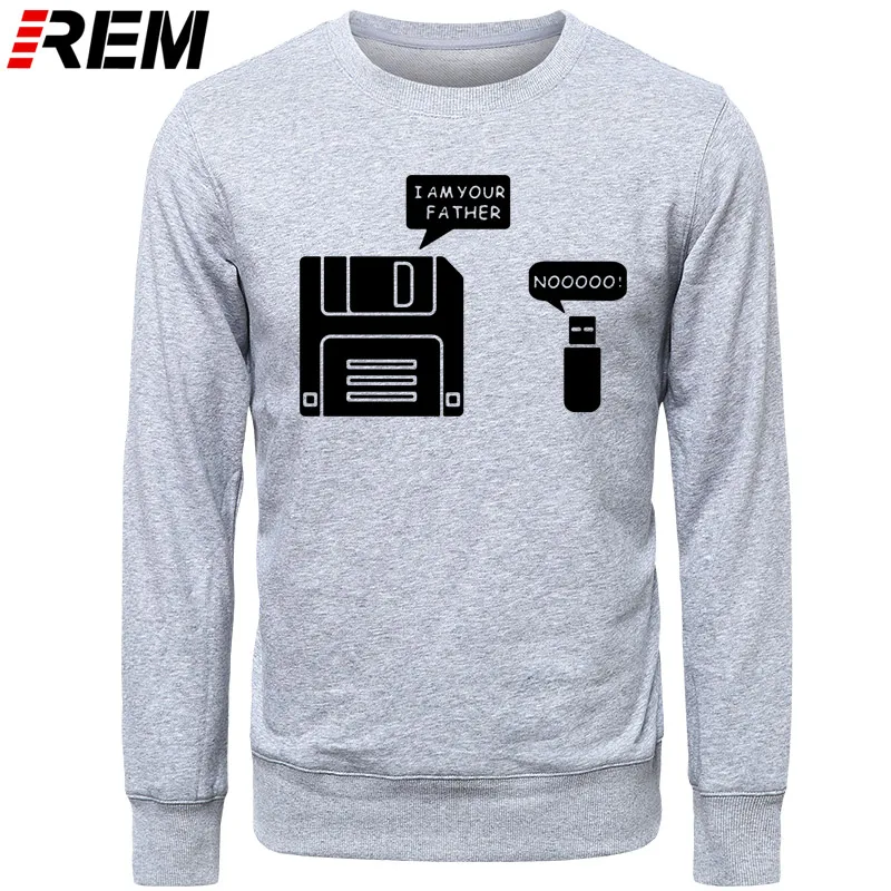 REM USB дискета я ваш отец мужские хлопковые с длинным рукавом юмором диск повседневные Camisetas Hombre мужские кофты с капюшоном, толстовки - Цвет: GRAY BLACK