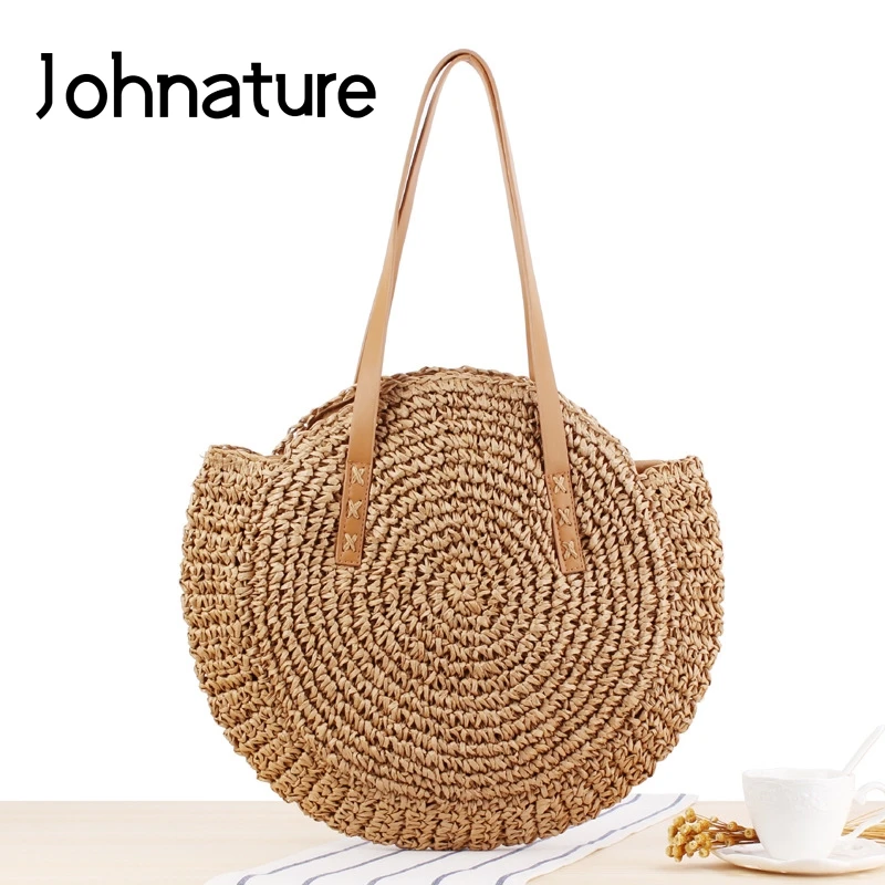 

Женская сумка ручной работы Johnature, простая пляжная вместительная сумка через плечо, лето 2022