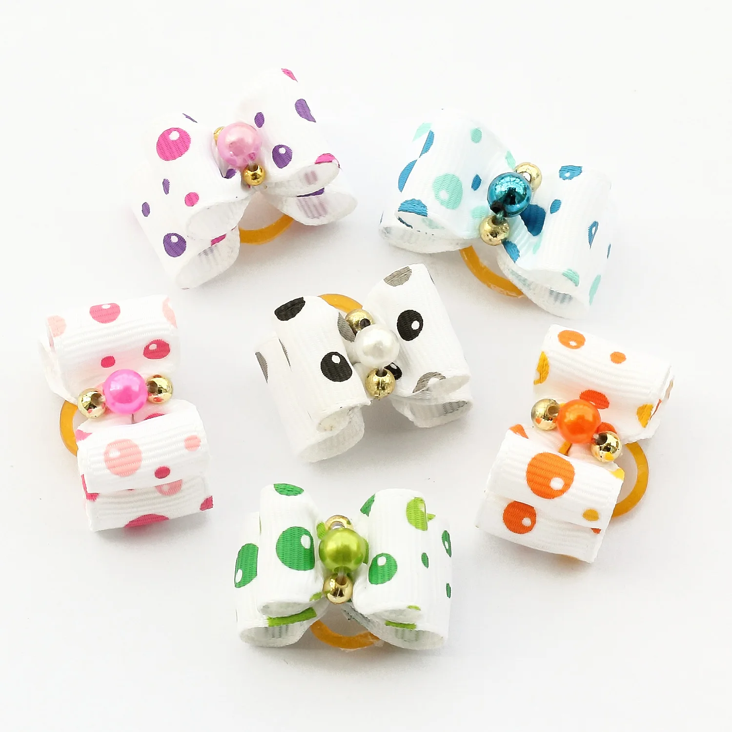 Аксессуары для собак ручной работы разноцветная лента с жемчужным сердечником