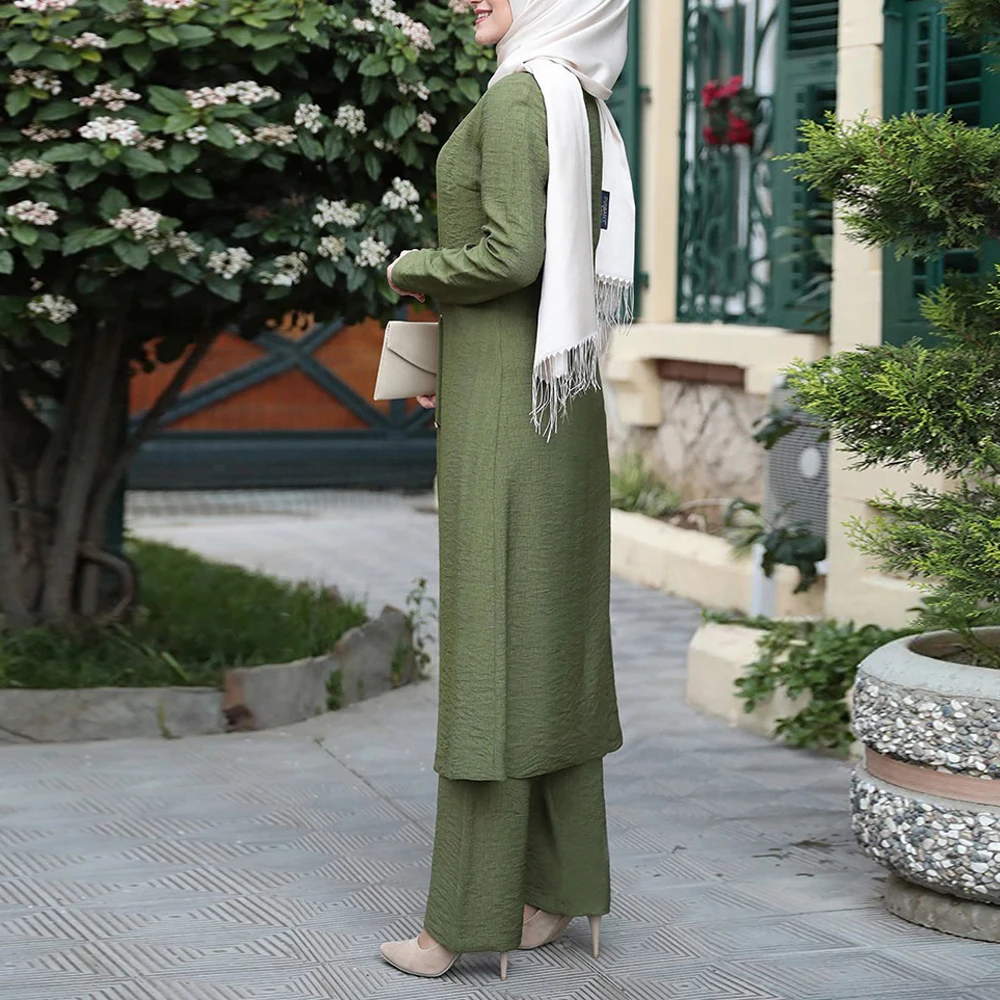 

Ramadan Eid Mubarak 3 Piece Set Kaftan Abaya Dubai Turkey Hijab Muslim Sets Dress Islam Clothing for Women Musulman Ensembles