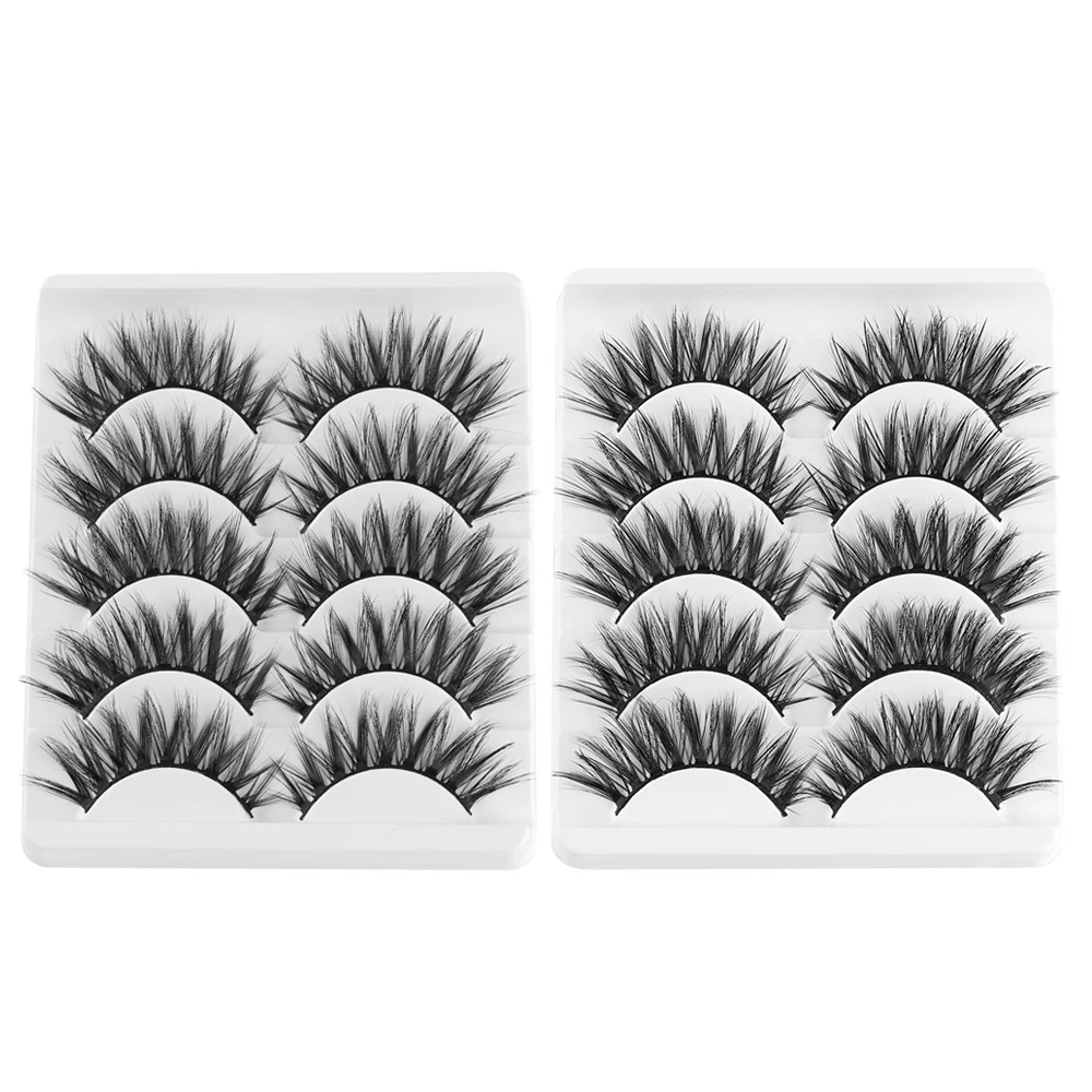 5 Pairs Soft 3D Mink Hair False Eyelashes Wispy Multilayers Thick Cross Natural Long Lashes Extension Eye Makeup Tools Handmade | Красота и