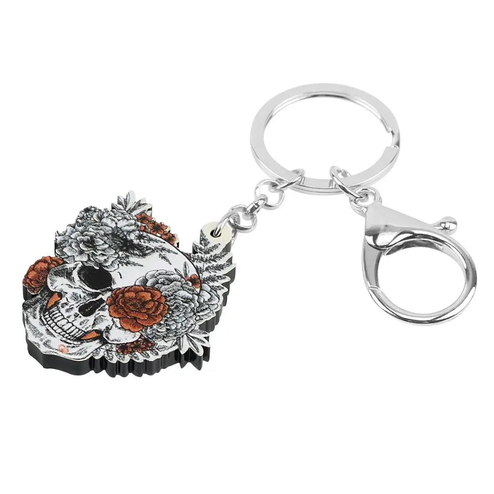 Брелок WEVENI из акрила с серым скелетом черепом длинный брелок для ключей брюками