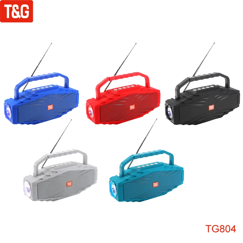 T&G TG804 New Wireless Loudspeaker Bluetooth Speaker Portable Outdoor Speakers Telescopic Antenna FM Phone Holder LED Flashlight