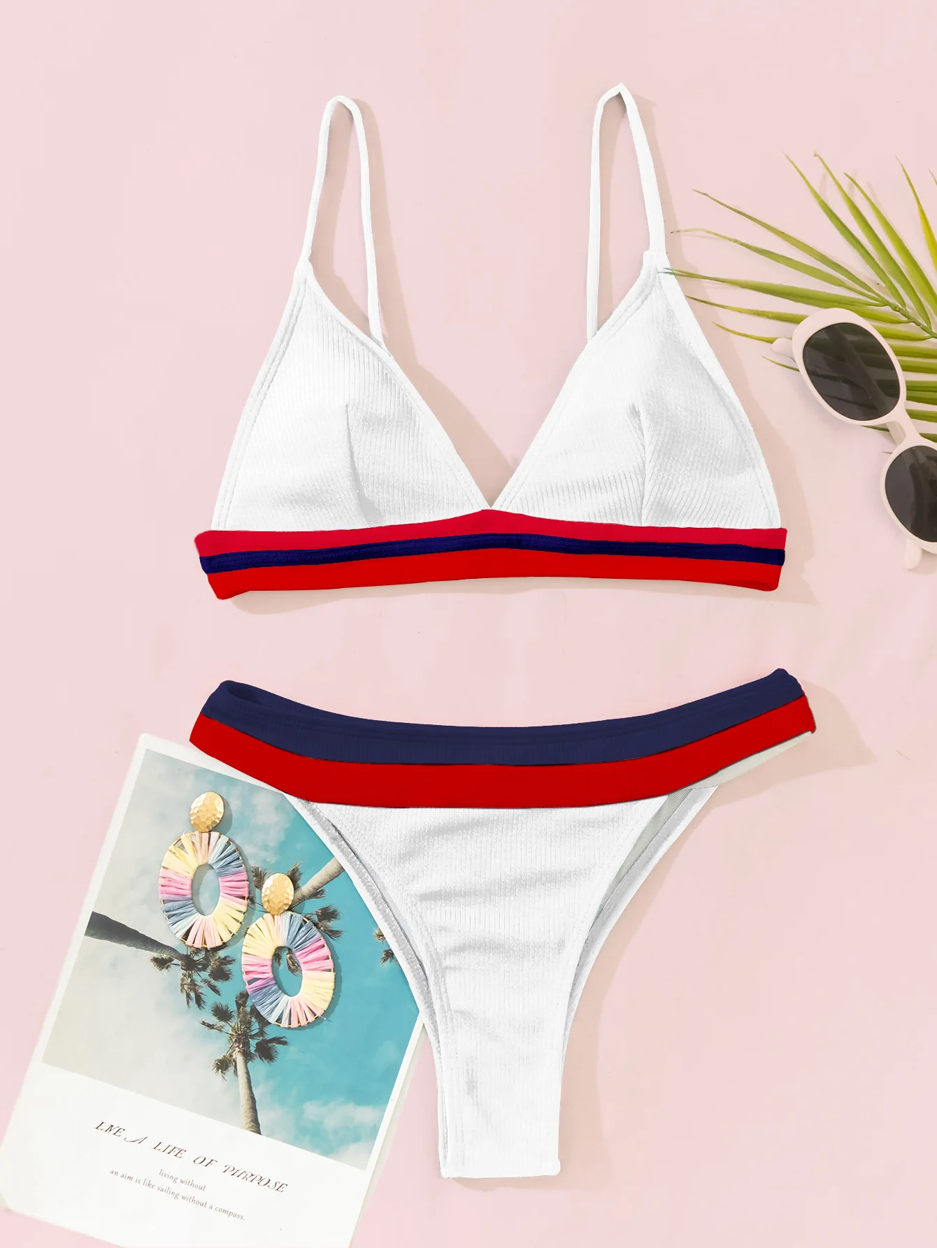 

Sexy Bikinis Ribbed Swimwear Women's Swimsuit Push Up Bathing Suit 2021 Patchwork Biquini Thong High Cut Bikini Set