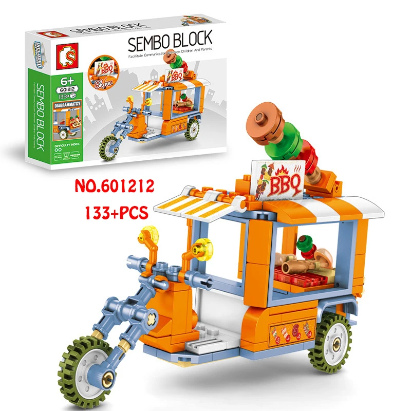 

SEMBO MOC Dollhouse Building Blocks Ice Cream Food Truck Architecture City Street View Flower Shop Model Kid Bricks Creative Toy
