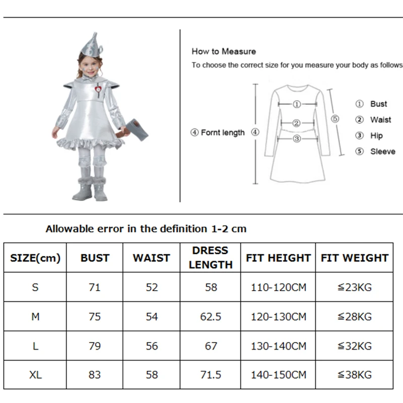 

Girl Carnival Halloween The Wizard of OZ Costume Scarecrow Tin Man Stage Show Cosplay Fancy Party Dress