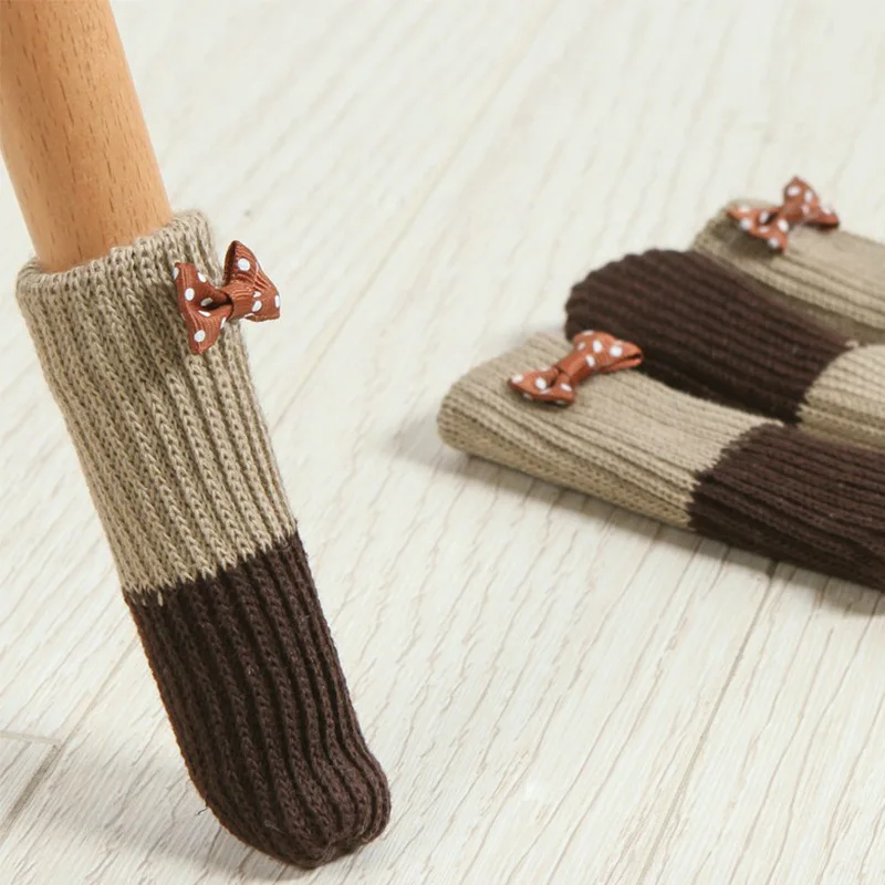 4 шт. вязаные шерстяные носки чехлы на ножки стула Нескользящие мебельные