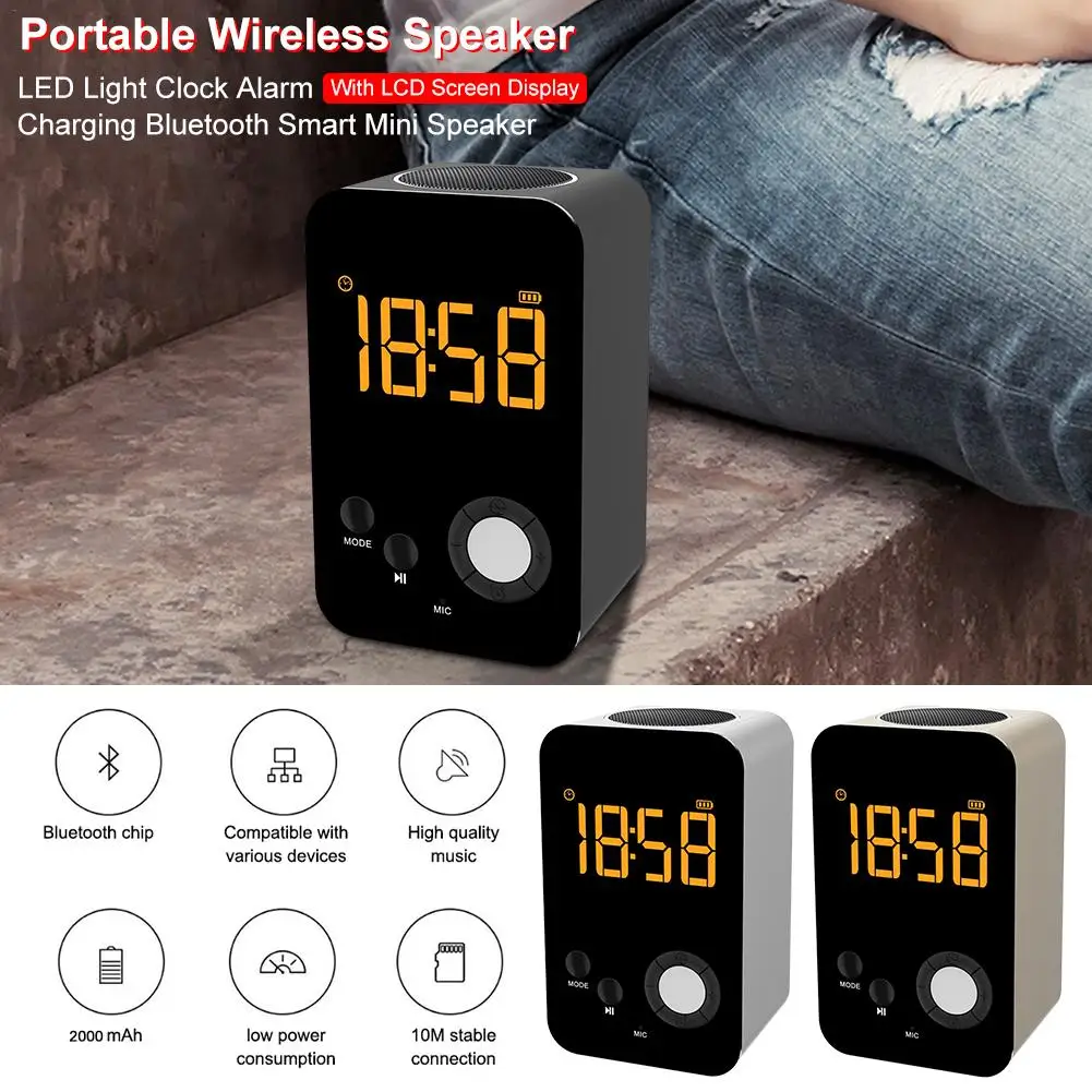 Портативный беспроводной динамик светодиодный светильник Будильник Зарядка