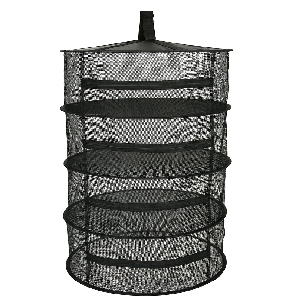 

6 Layers Hanging Basket with Zipper Folding Dry Rack Herb Drying Net Dryer Bag Mesh For Herbs Flowers Buds Plants