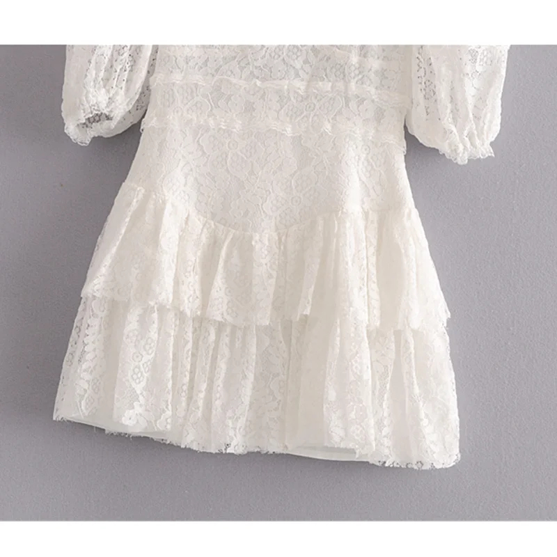 Платье-мини женское с цветочным принтом квадратным вырезом и пышными рукавами |