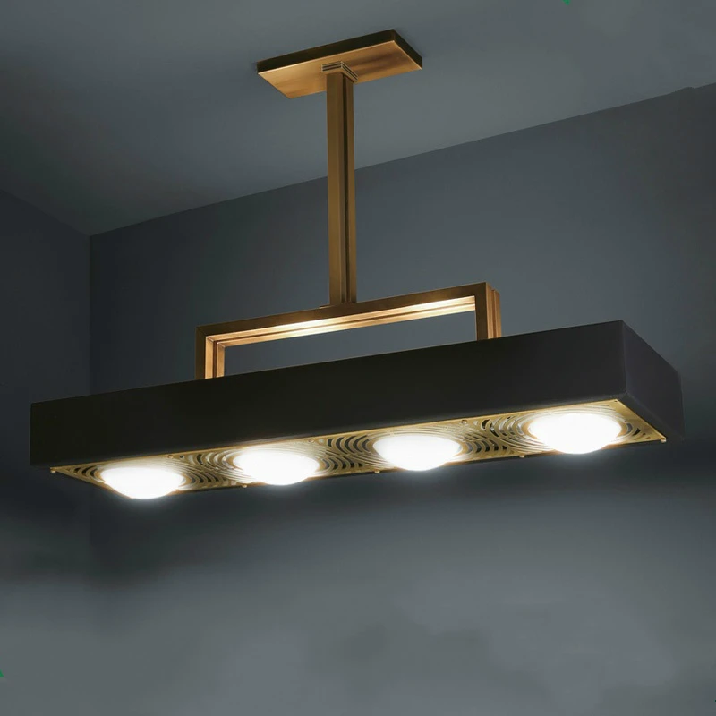 

Postmodern Long Frame Black/White/Blue LED Retro Chandelier Simple Copper Living room hanging lamp Dining room Decor lighting
