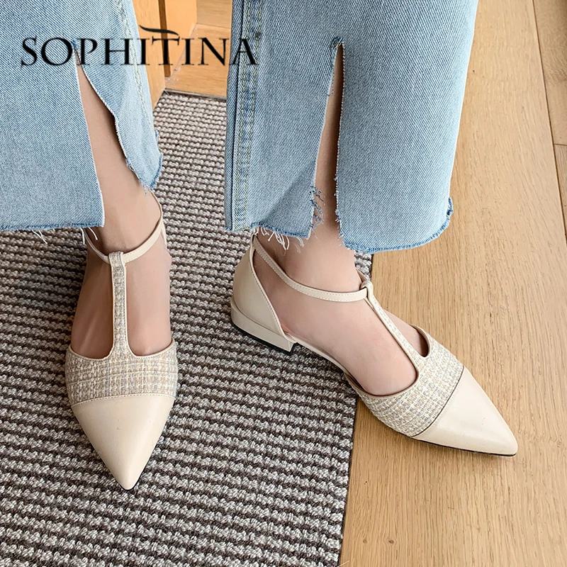 SOPHITINA новая модель женских босоножек Модный пэчворк С Т-образным ремешком