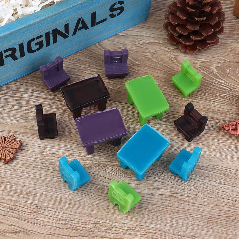 3 шт. 1:12 Кукольный домик Миниатюрный резиновый стол стул Сказочный Сад Куклы