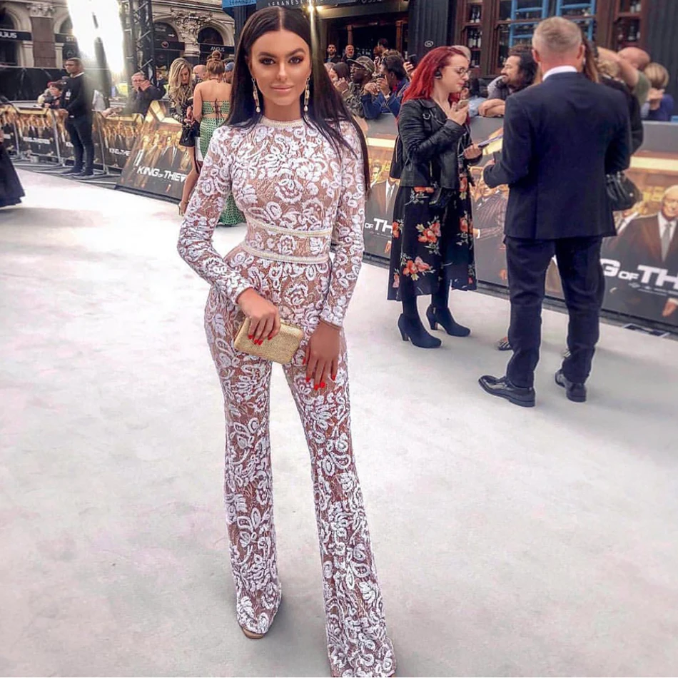 Оптовая продажа новинка 2020 роскошный женский кружевной белый комбинезон с