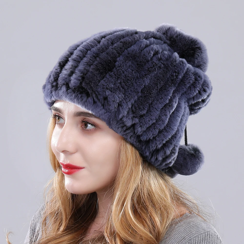 Женская меховая шапка вязаные женские шапки эластичный шарф помпоны с ремнем