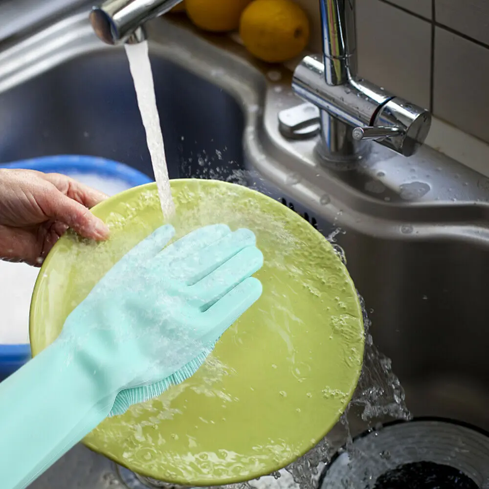 

2pcs Silicone Cleaning Gloves Multifunction Magic Silicone Dish Washing Gloves For Kitchen Household Silicone Washing