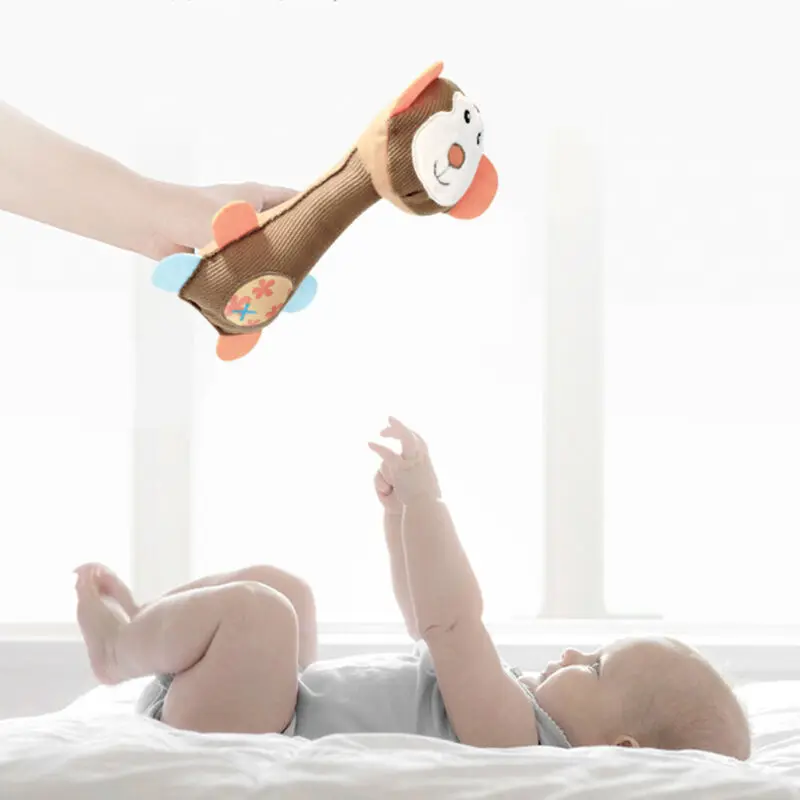 

Imcute 2020 Infant Kids Baby Soft Toys Rattle Cute Animal Giraffe Lion Monkey Bear Puppy Handbells Developmental Toy Bed Bells