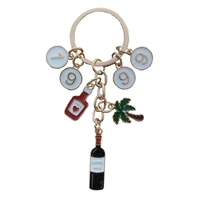 luxury enamel kc gold plated birth year red wine coconut tree keychain key ring anniversary present women jewelry gift