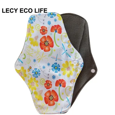 [LECY ECO LIFE] женские тканевые менструальные прокладки из флиса с принтом фламинго, бамбуковый уголь, многоразовые водонепроницаемые прокладки для мам - Цвет: m38