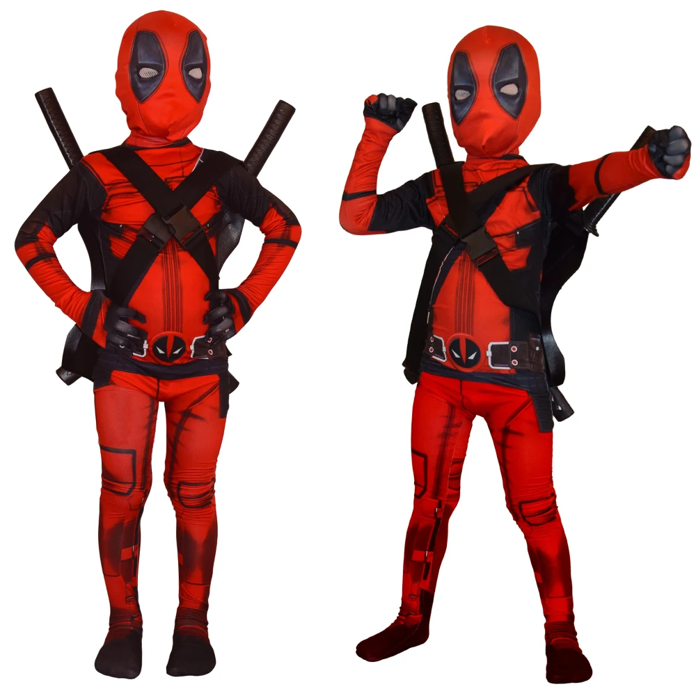 Halloween Adult Kids Cosplay Costume Boys Super Heroes Deadpool Clothes Mask Suits Jumpsuit Bodysuit Party Costume For Boy Girls
