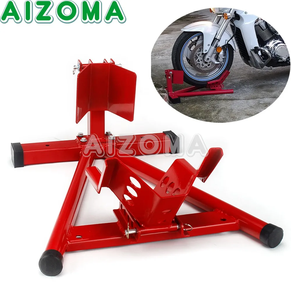 Soporte de elevación rojo de acero de alta calidad para motocicleta, herramienta de reparación de rueda delantera de bicicleta deportiva, para la mayoría de neumáticos de 15-20 pulgadas