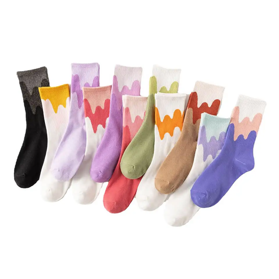 

Cute Autumn Woman Socks Harajuku Soft Cotton Breathable Elastic Middle Tube Sock Candy Color Girls Socks Sokken